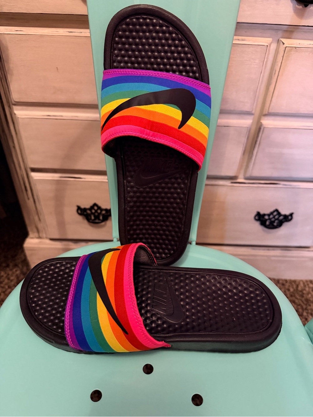 Nike Be True Pride Rainbow Slides Gilbert Baker Edition
